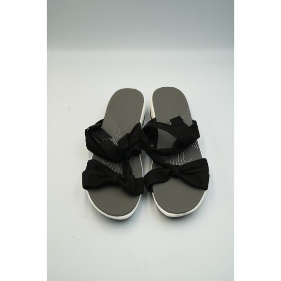 Women's Black Bow Strap Sandals – Size 9/9.5, Open Toe, Soft Sole, Slip-On - Picture 1 of 9